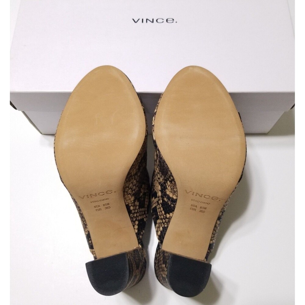 NIB Vince Heath Snake Print Leather Block Heel Sandal Mule Slide Senegal - Picture 16 of 16